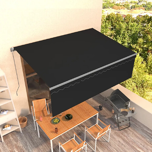 vidaXL Auvent manuel rétractable avec store 4x3 m Anthracite