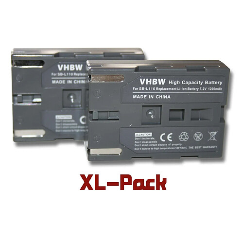 vhbw Lot de 2 batteries 1200mAh compatible avec Samsung VP-D21, VP-D23, VP-D24, VP-D26, VP-D30, VP-D31, VP-D33. Remplace: SBL-110 / SB-L110 / SBL110