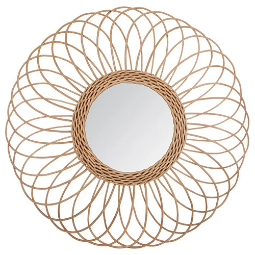 Miroir design en rotin coloris beige - Dim : L.58 x l.2,2 x H.58 cm -PEGANE-