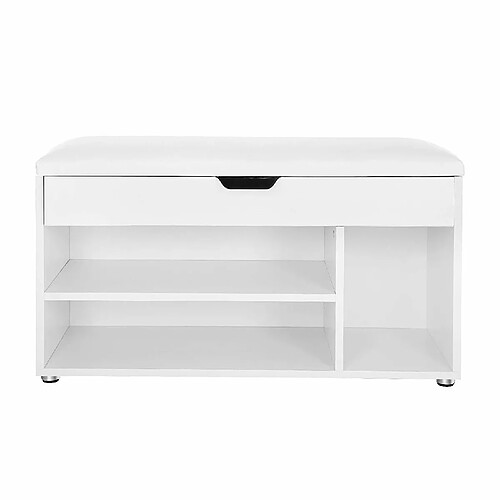 VASAGLE Banc de Rangement à Chaussures avec Coussin Confortable 3 Compartiments Coffre, Banquette Range Chaussures avec Assise 2 Étages Meuble d’entrée Blanc Charge maximale 150 kg LHS30W