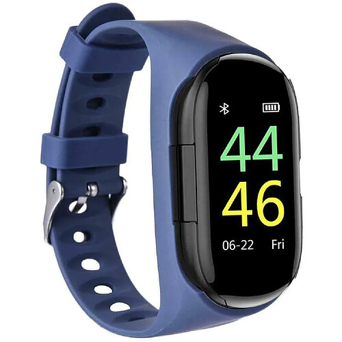 Chrono M1 2 en 1 Bracelet Intelligent Sans Fil Bluetooth Casque Combo Running Musique Bracelet(Bleu)