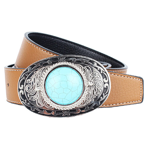 Ceinture western en cuir de cowboy avec sangle à la taille Ceinture turquoise à la taille Marron