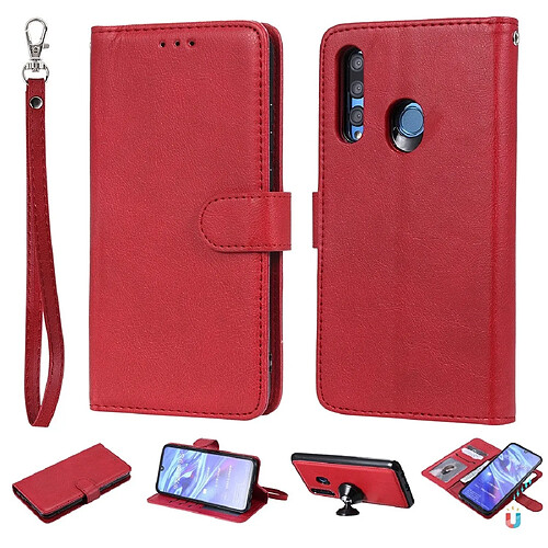 Wewoo Housse Coque Pour Huawei Honor 10i Étui de protection à rabat horizontal de couleur unie avec support et fentes cartes et portefeuille et cadre photo et lanière rouge