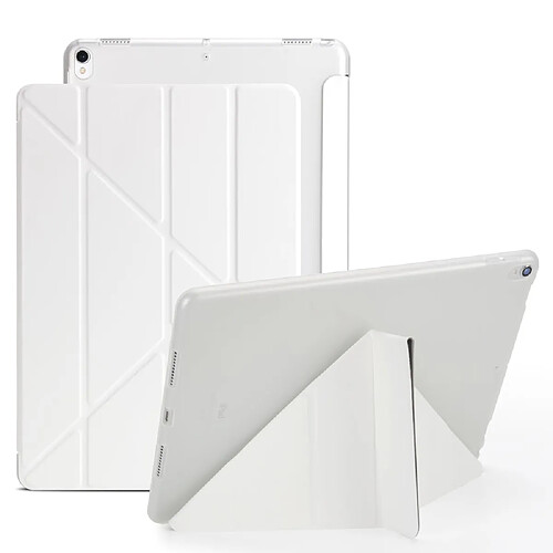 Etui en PU stand en origami blanc pour votre Apple iPad Air 10.5 (2019)/Pro 10.5 pouces (2017)