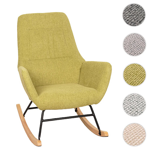 Mendler Fauteuil à bascule HWC-N13, Fauteuil relax à bascule Fauteuil TV, bois massif métal tissu/textile 320g/m² ~ vert