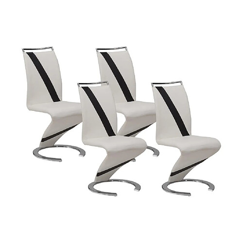 Vente-Unique Lot de 4 chaises TWIZY - Simili blanc & noir