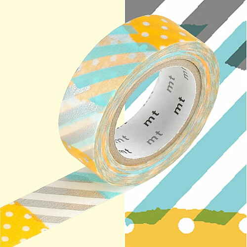 Masking Tape Pois et Rayures - Bleu et Orange