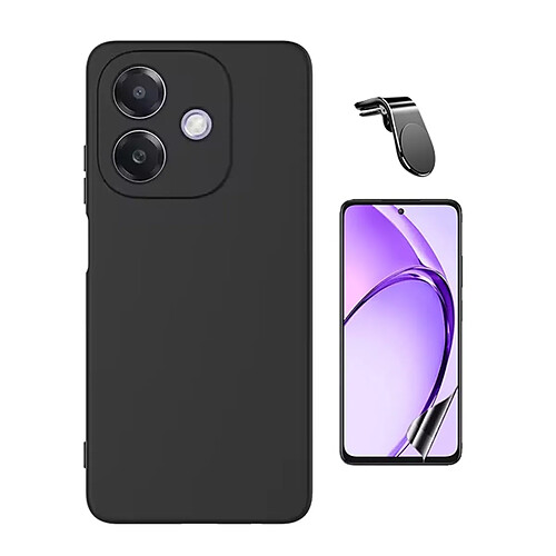 Kit De Film Hydrogel À Coque Complète Avant + Coque En Silicone Liquide + Support Magnétique L Phonecare Pour Oppo A40M - Noir