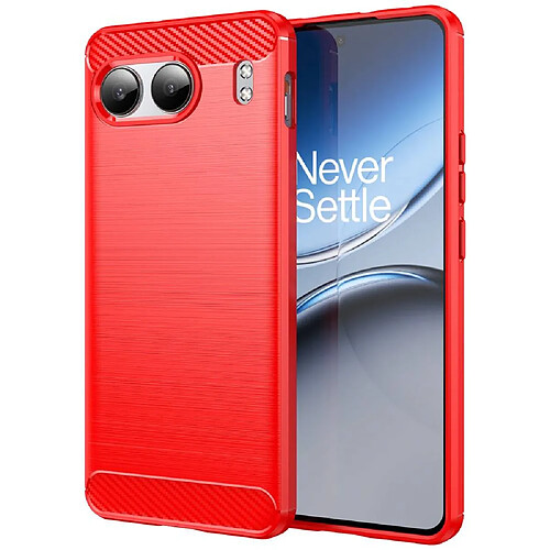 Htdmobiles Coque pour OnePlus Nord 4 - housse etui silicone gel carbone + film ecran - ROUGE