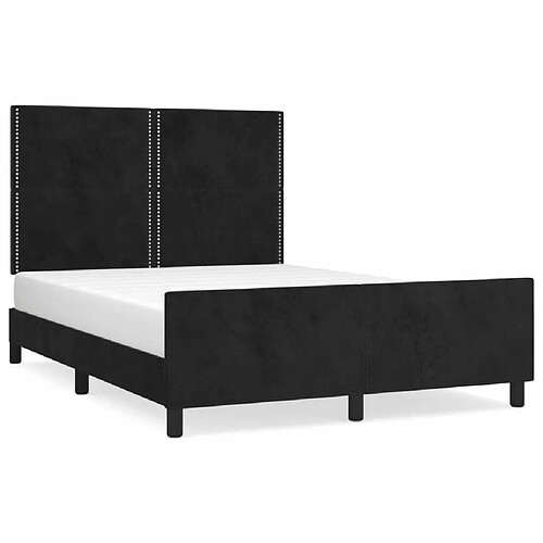 Maison Chic Cadre/structure de lit avec tête de lit pour adulte - Lit Moderne Chambre Noir 140x190 cm Velours -MN91018