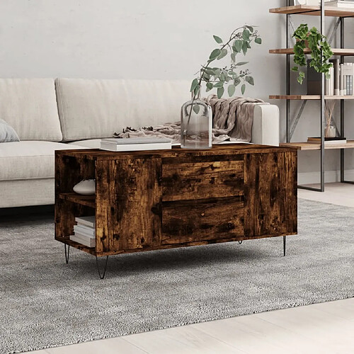 Maison Chic Tabls basse,Table Console pour salon chêne fumé 102x44,5x50 cm bois d'ingénierie -MN59913