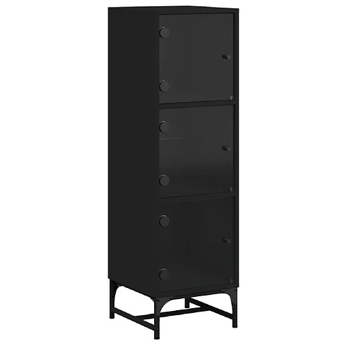 Maison Chic Commode Buffet - Meuble de rangement avec portes en verre noir 35x37x120 cm -GKD99666