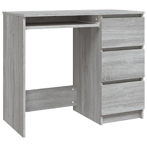 Helloshop26 Bureau table poste de travail meuble d'ordinateur informatique étude sonoma 90 x 45 x 76 cm bois d'ingénierie gris 02_0023967