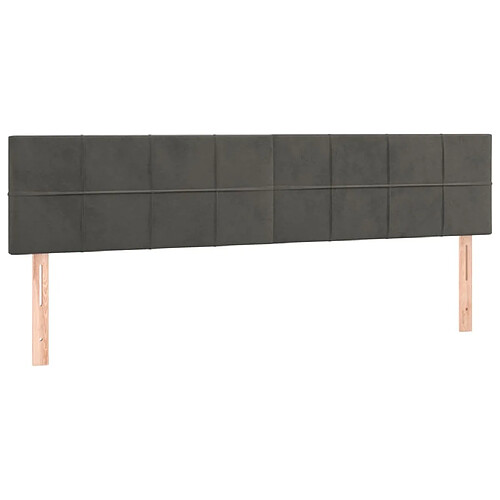 Maison Chic Lot de 2 Têtes de lit design pour chambre - Décoration de lit Gris foncé 100x5x78/88 cm Velours -MN77051