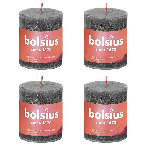 Bolsius Bougies pilier rustiques Shine 4 pcs 80x68 mm Gris orageux