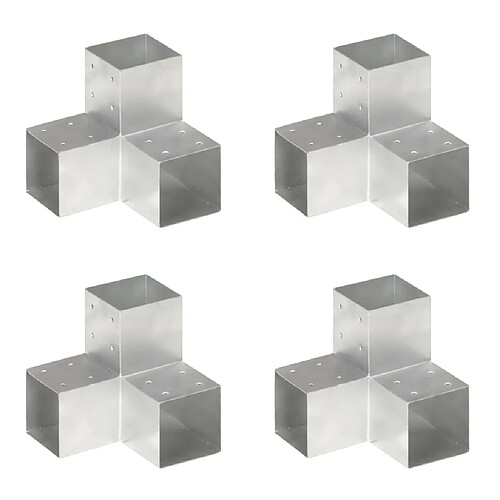 vidaXL Connecteurs de poteau 4pcs Forme en Y Métal galvanisé 101x101mm