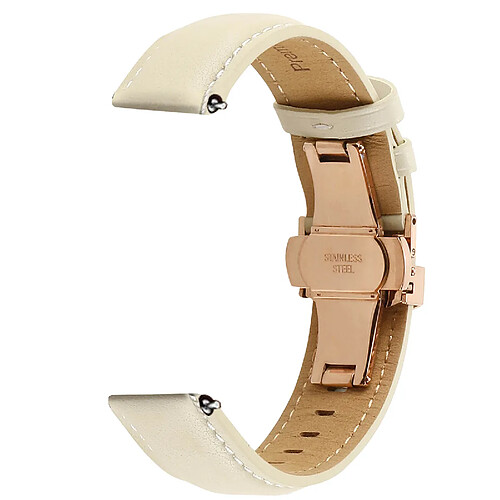 Avizar Bracelet pour Galaxy Watch 5 / 5 Pro / 4 Cuir véritable Boucle Papillon beige