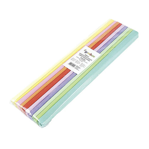 Gimboo - Lot de 10 rouleaux de papier crépon pastel 50 x 200 cm triés / ruban crêpé multicolore / idéal pour les loisirs créatifs / 1 paquet / couleurs assorties.