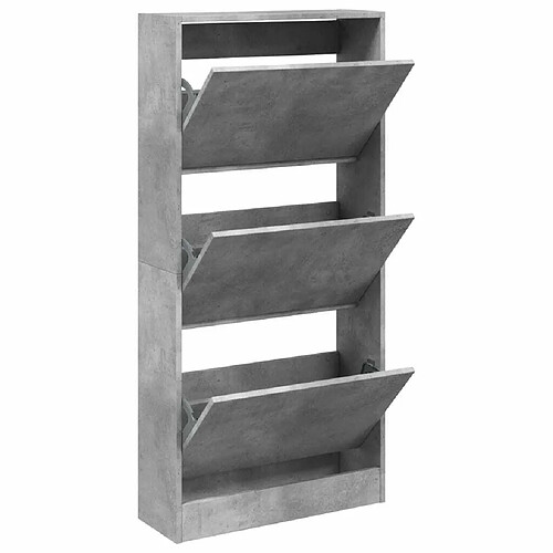 Maison Chic Armoire à chaussures | Meuble de rangement à chaussures Meuble d'Entrée gris béton 60x21x125,5cm bois d'ingénierie -MN12712