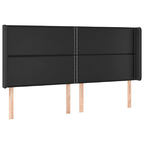 Maison Chic Tête de lit moderne avec oreilles pour chambre - Décoration de lit Noir 203x16x118/128 cm Similicuir -MN19569