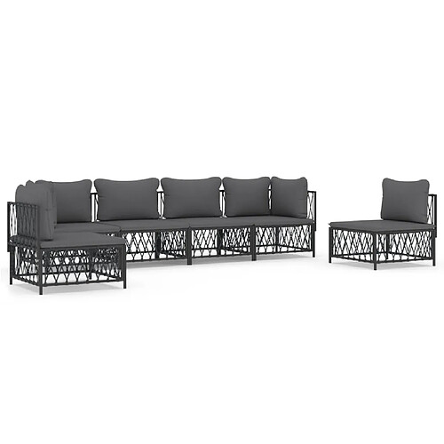 Maison Chic Salon de jardin 6 pcs avec coussins - Table et chaises d'extérieur - Mobilier/Meubles de jardin Moderne anthracite acier -MN64862