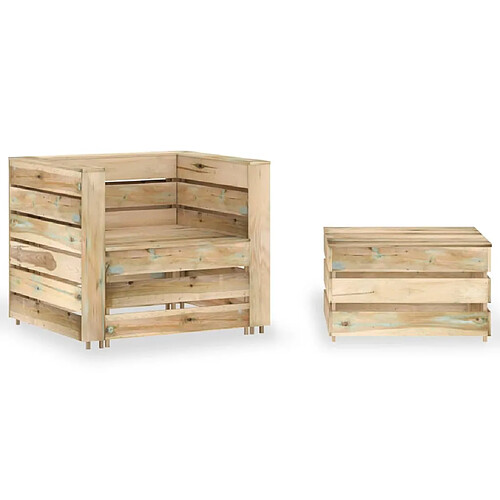 vidaXL Salon de jardin palette 2 pcs Bois de pin imprégné