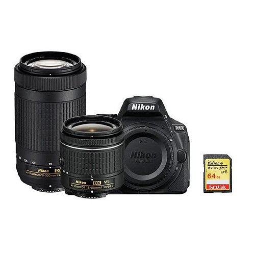 NIKON D5600 TWIN KIT AF-P 18-55MM F3.5-5.6G VR AF-P 70-300MM F4.5-6.3 ED VR DX (20062) + 64GB SD card