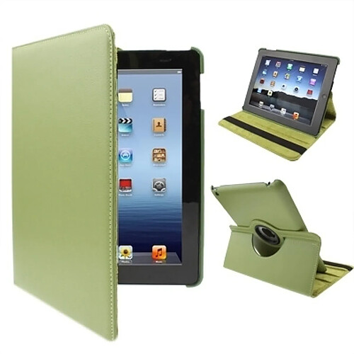 Wewoo Étui en cuir PU rotatif à 360 degrés avec fonction Veille / Réveil et support pour nouvel iPad (iPad 3) / iPad 2 / iPad 4, vert olive