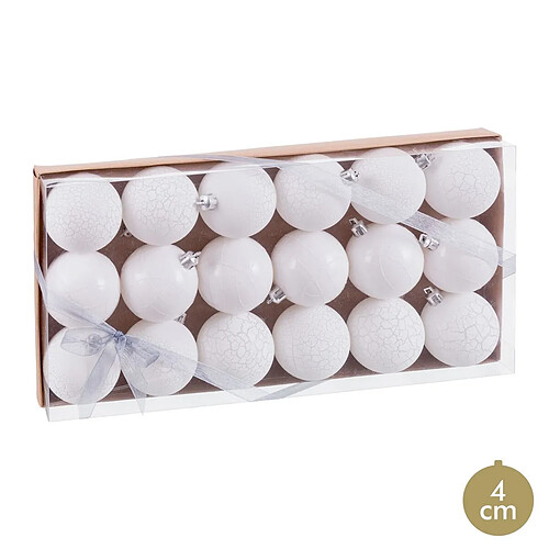 BigBuy Home Boules de Noël Blanc Plastique Ø 5 cm (18 Unités)