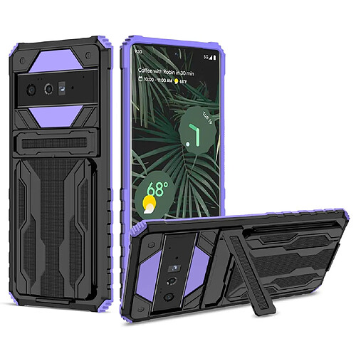 Coque en TPU anti-chocs avec porte-carte, violet pour votre Google Pixel 6 Pro