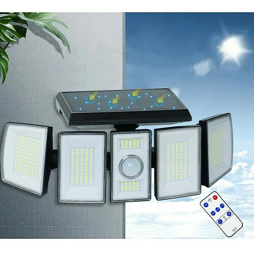 Tradex SOLAIRE À LED ORIENTABLE DÉTECTEUR DE MOUVEMENT TÉLÉCOMMANDE 300 LEDS