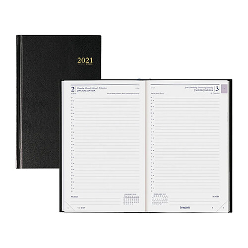 Agenda Brepols Travers Carré journalier Noir - Année 2021 - 14 x 21,4 cm