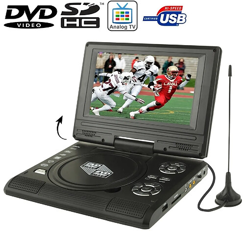 Wewoo 7.5 pouces TFT LCD Portable noir DVD avec lecteur TV, Support SD / MMC Carte / Fonction de jeu / Port USB