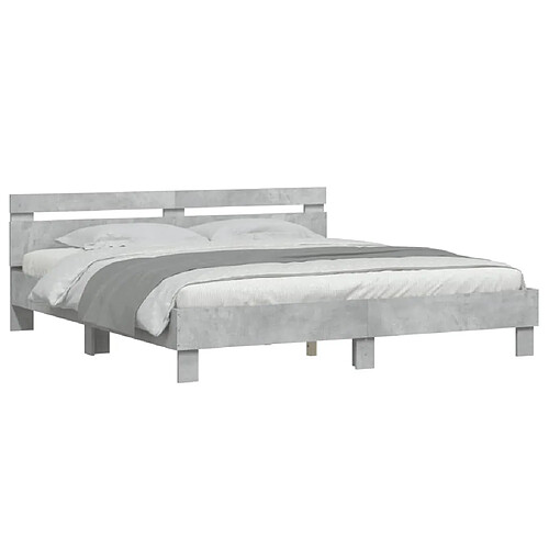 Maison Chic Cadre/structure de lit avec tête de lit pour adulte - Lit Moderne Chambre gris béton 200x200 cm -MN99429