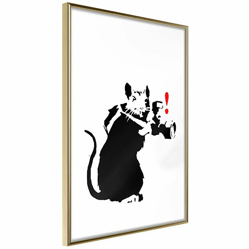 Paris Prix Affiche Murale Encadrée Banksy Rat Photographer 40 x 60 cm Or