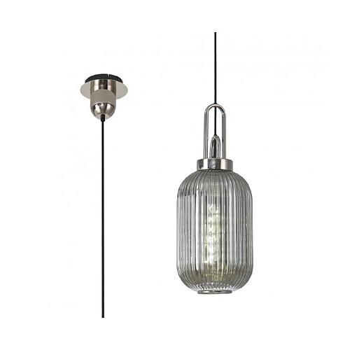 Luminaire Center Suspension design 1 ampoule Nickel poli,fumé