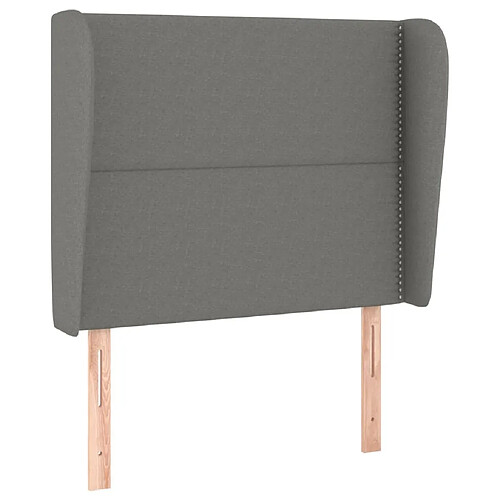 Maison Chic Tête de lit moderne avec oreilles pour chambre - Décoration de lit Gris foncé 93x23x118/128 cm Tissu -MN64374