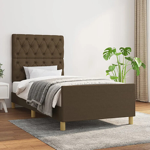 vidaXL Cadre de lit sans matelas marron foncé 80x200 cm tissu