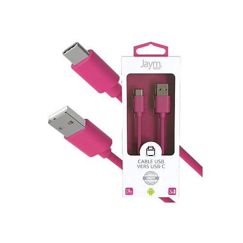 Jaym Câble USB vers Type-C 3A - 1,5 mètres - Collection POP - Rose