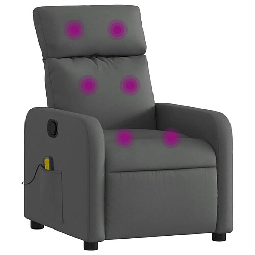 Maison Chic Fauteuil Relax pour salon, Fauteuil de massage inclinable Gris foncé Tissu -GKD24029