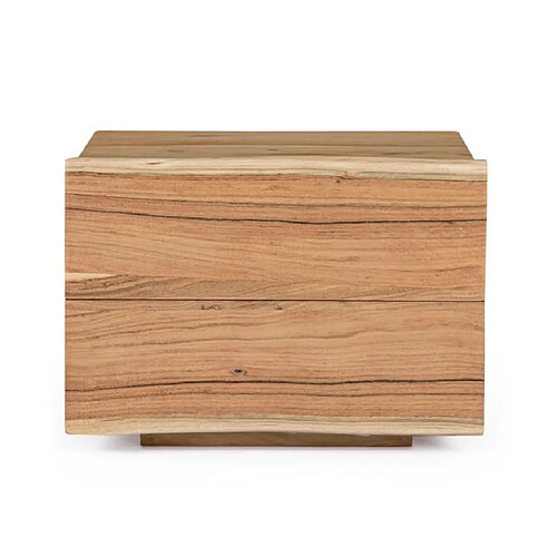 Mes Chevet 2 tiroirs 60x45x45 cm en bois d'acacia naturel - ORIKI