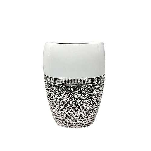 Vase Romimex Blanc Argenté Céramique 15 x 24 x 9 cm