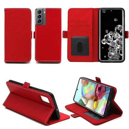 Xeptio Samsung Galaxy S21 5G Etui Protection Portefeuille rouge à Rabat avec Porte Cartes - Housse Folio Coque Antichoc - Accessoires Pochette Case