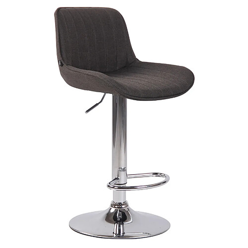 Decoshop26 Tabouret de bar chaise haute x1 en tissu gris foncé coutures verticales support en métal chromé 10_0000563