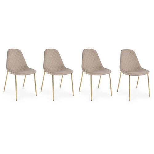 Bizzotto Chaise 4 Chaises Terry Velours Taupe