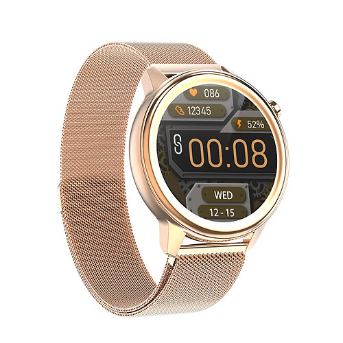 Chrono Montre connectée pour hommes femmes avec montre sport moniteur de température et d'oxygène dans le sang et de fréquence cardiaque Écran tactile pour iOS Android-d'or