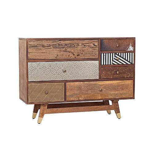 BOIS & CHIFFONS Commode multi-matériaux peau de vache bois sculpté | Manguier Terranova