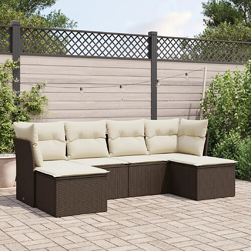 vidaXL Salon de jardin avec coussins 6 pcs marron résine tressée