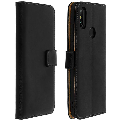 Avizar Housse Folio Xiaomi Mi A2 Etui cuir clapet portefeuille coque silicone Noir