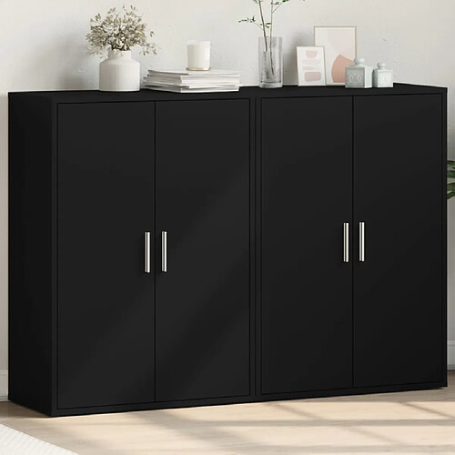 vidaXL Buffets 2 pcs noir 60x31x84 cm bois d'ingénierie